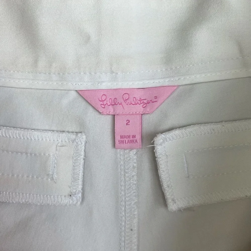 Lilly Pulitzer Off White Cream Colored Flat Front Ellie Shorts Size 2